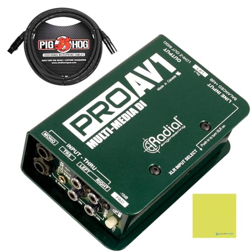 Radial Engineering ProAV1 Passive Multimedia Direct Box Bundle | Multiple Input Options, Stereo-To-Mono Summing, Transformer Isolation, Mic Cable & Polishing Cloth Included