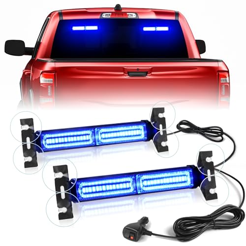 HLauto 1002L Emergency Strobe Traffic Advisor Light Bar: 40 LED Dash Safety Warning Flashing Light, Front/Rear Windshield Visor Lights for Construction Vehicle, Tow/Plow Truck (2x10.7inch, Blue) - color: #12 Blue