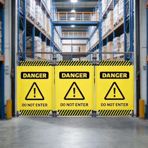 RELIANCER 3-Panel Safety Barricade,5.8FT Foldable Security Sign Barrier Gate,Safety Warning Barricade Fence,Traffic Barricades,Outdoor Crowd Control Barriers,Hazardous Area Driveway Isolation Gate - color: Yellow-2