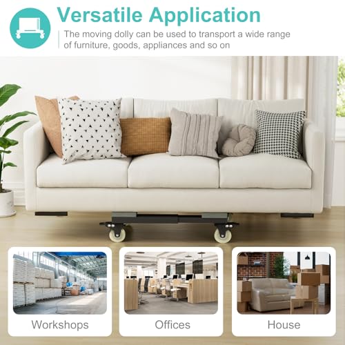 Heavy Duty Furniture Moving Dolly - Adjustable Furniture Movers with 4 Swivel Casters Wheels, Small Wood & Metal Floor Flat Dollies Cart, One Pack - size: 21"-1 PC