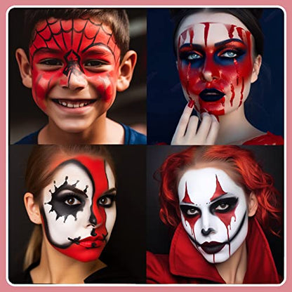 BOBISUKA Pro Red Face & Body Paint Stick, Blendable Red Eyeblack Painting Sticks for Sports, Facepaints for Halloween Makeup Clown Joker Devil Cosplay Special Effects Costume SFX Party - color: Red