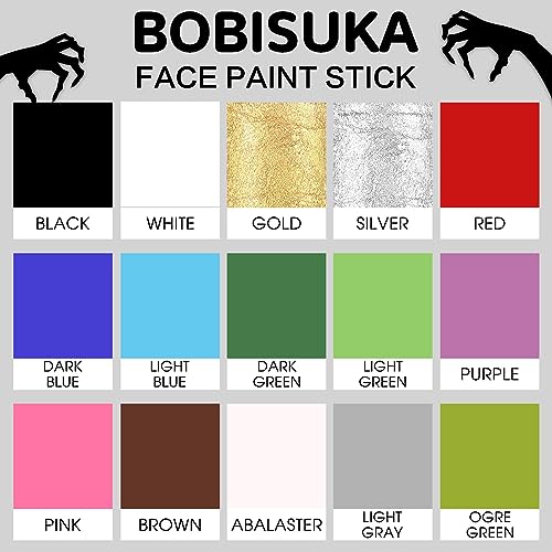 BOBISUKA Face Body White Paint Stick, Clown Makeup Eye Black Sticks for Sports, White Foundation Face Painting Kit for Halloween Skeleton Vampire Mime Skull Joker Special Effects Cosplay SFX Costume - color: White