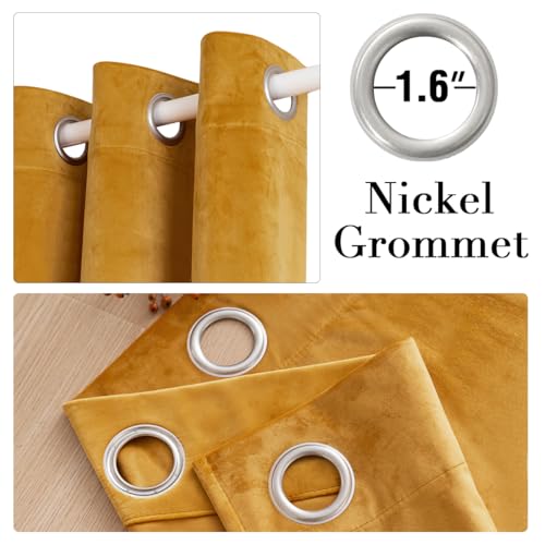 H.VERSAILTEX Luxury Velvet Curtains for Bedroom, 63 Inch, Mustard Yellow - color: Mustard, size: 52"W x 63"L (Pack of 2)