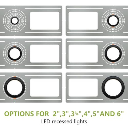 24-Pack New Construction Mounting Plate, 2-3-4-5-6Inch, LED Recessed Lighting Housing Kits, Flat Steel Rough-in Bracket Fixture for LED Light Bar, Shallow Recessed Lighting Housing Plate - color: Symmetric 2-3-4-5-6", size: 24 Pack