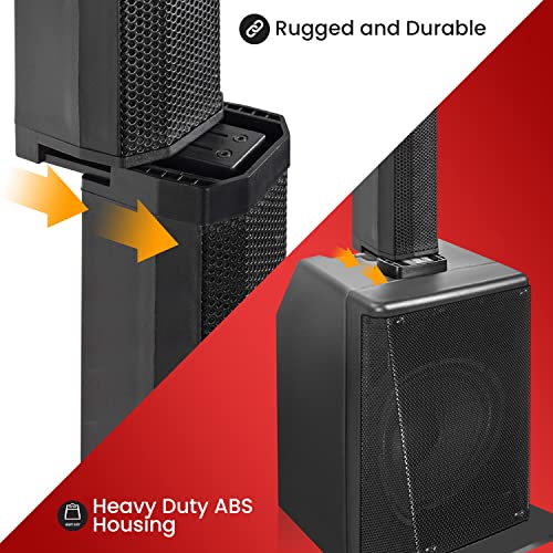 Pyle Portable PA System, 10" Subwoofer, 8x3 Column Drivers, Bluetooth Streaming, DSP EQ, 1600W Speaker System for Live Events, DJ Setup, and Sound Reinforcement