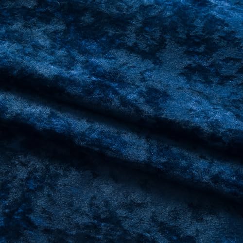 Luxury Crushed Navy Velvet Curtains 2 Panels Set - 96 inches Long Room Darkening Luxury Distressed Velvet Rod Pocket Window Drapes for Living Room Bedroom 52" W x 96" L - color: Navy, size: 52"W x 96"L (Pack of 2)