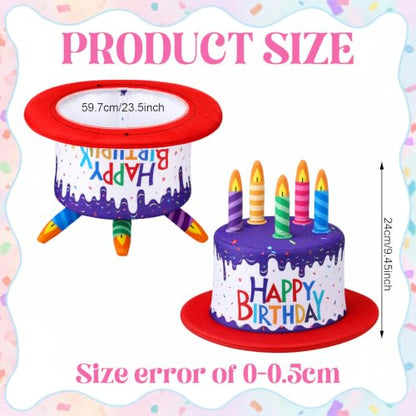 Cuffbow Happy Birthday Cake Hat for Adults Funny Birthday Hat with Candles Novelty Cake Hats for Party Headwear Unisex - color: Purple and Red