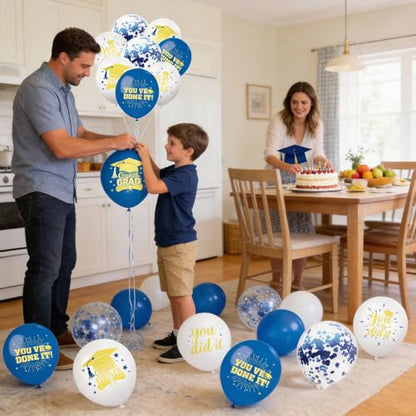 Blue Gold Graduation Balloons 20PCS, 12 Inch Latex Balloons for Class of 2026 Party Party Decorations Supplies - style: Blue Gold Balloons