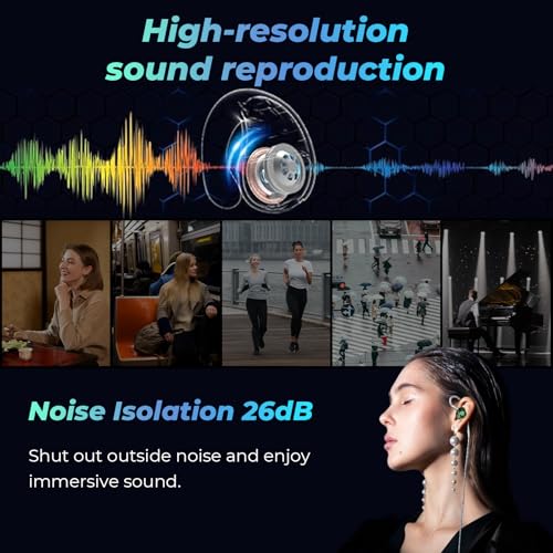 HiFiGo IEMs Juzear x Z Review Defiant in Ear Monitor, 1DD +3BA Hybrid Drivers Earphones, HiFi Wired Earbuds, Gaming Earbuds with 3.5/4.4mm Detachable Cable for Musician Audiophile Gamer (Green) - color: Green