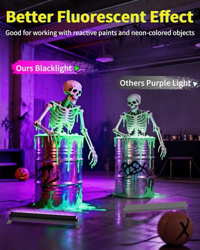 45W Black Light Bar with 6ft Cord+Switch, for Neon Glow Party Halloween | LED Blacklight Fixtures 385-400nm, Light Up 25x25ft Area for Body Paint Fluorescent Tapestry Poster Classroom Bedroom, 1Pack - size: 45W-1Pack
