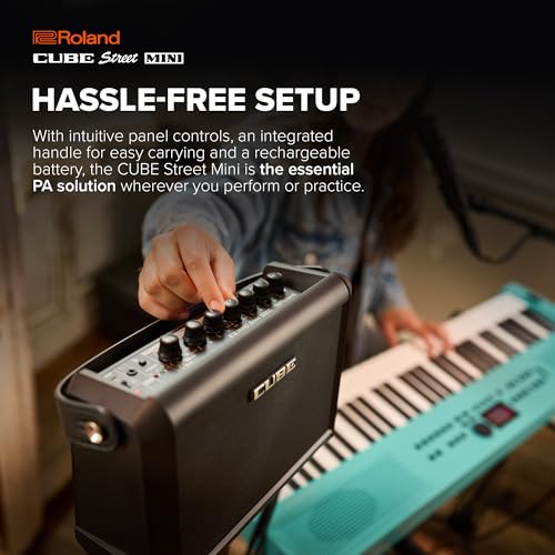 Roland Cube Street Mini | Ultra-Compact Amplifier | Exceptional Sound | Ideal for Small Events | Supports Mics, Instruments & More | Up to 7 Hours Battery Life | Built-in Effects | Bluetooth Audio | Small Events, Supports Mics, Instruments and More, Up to