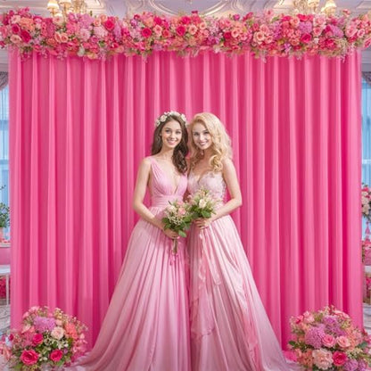 Hot Pink Backdrop Curtains 8 x 10 ft for Photo Background Wrinkle-Free - color: Hot Pink, size: W4' x H10'(2 panels)
