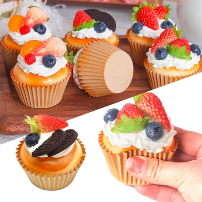 Artificial Fruit 6Pcs Realistic Artificial Cupcake Models for Kitchen Bakery Art Painting Classroom Teaching Food Display Photography Props Decoration - size: 2.55 Inch