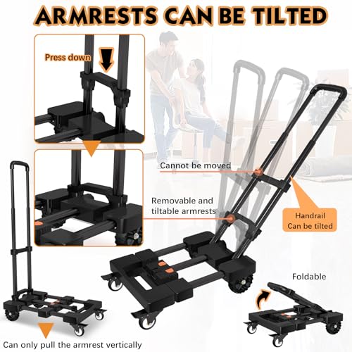 Folding Hand Truck Dolly Cart 500lbs for Travel/Home Use - color: Black