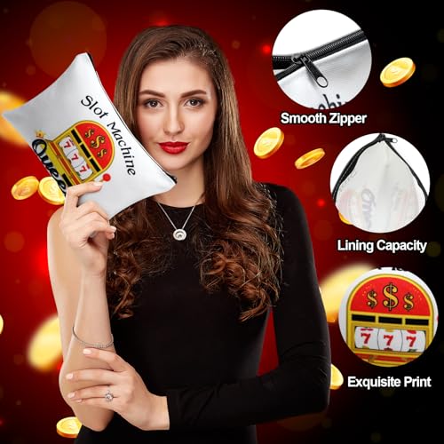 Reginary 12 Pieces Casino Makeup Bags Lucky Gambler Gift Dice Poker Chips Cosmetic Bags Zipper Pouch Slot Machine Casino Lover Gift for Women Christmas Birthday Poker Night - style: Casino