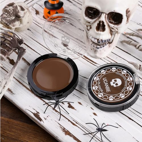 UCANBE Brown Face Body Paint Makeup Foundation, Non-Toxic Greasepaint for Adults Party, Waterproof Cream Face Painting Kit for Halloween Werewolf Leopard Camo Hunting SFX Make Up, Cosplay & Costumes - color: Brown