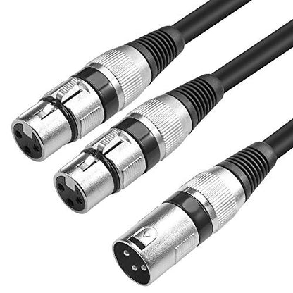 XLR Splitter Cable, 3 Pin Dual XLR Female to Male Patch Y Cable Balanced Microphone Cord Audio Adaptor (1 Male to 2 Female) - 5 Feet - size: 5 Feet