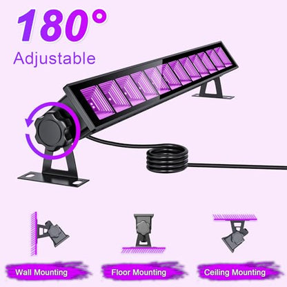 6-Pack UV Black Light Bars 45W, 395NM LED Blacklights for Glow Party, Body Paint, Halloween, Fluorescent Posters, Birthday Decor, IP66 Waterproof - size: 45 Watt(6 Pack)
