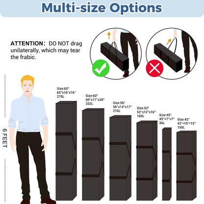 COOLBEBE 65" Sports Duffle Bag - 270L Extra Large Travel Duffel Luggage Bag | Upgrade 2-way Lockable Zippers, Sturdy & Water Resistant Long Duffle Bag for Tent Pole Camping Outdoor Moving (Black 65inch) - size: 65" x 16" x 16"