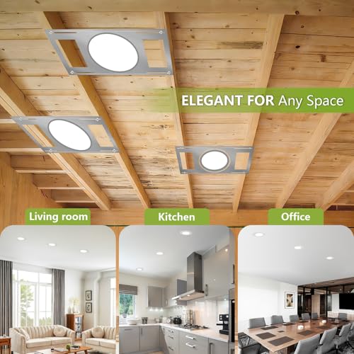 48-Pack New Construction Mounting Plate, 8-9-11in, LED Recessed Lighting Housing Kits, Flat Steel Rough-in Bracket Fixture for LED Light Bar, Shallow Recessed Lighting Housing Plate - color: Symmetric 8-9-11", size: 48 Pack