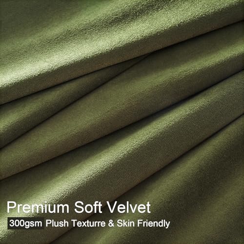 Velvet Pinch Pleated Curtains Extra Wide Green Drapes W60xL102 - color: Olive Green, size: 60"W x 102"L (Pack of 2)