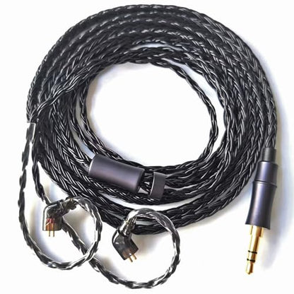 FAAEAL IEM in Ear Monitor Cable,16 Core Silver Plated Earphone Upgraded Cords,QDC C-Pin Extended-Length Replacement Cable Compatible with KZ ZS10 ZSN for Musician Audiophile 6ft Recessed 2pin 3.5mm - size: QDC-2PIN 3.5mm