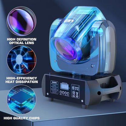 HOLDLAMP 120W LED Moving Head Light, Moving Head DJ Lights with Rotating Gobos (18-Facet Prism) and 8 Colors with DMX and Sound Activated Modes for Wedding Parties Church Band Show Bar (Set of 2) - size: 2PACK