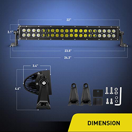 Nilight - NI07B-120W 22" 120w LED Light Bar Flood Spot Combo Driving Lights Fog Lamp off road led lights for SUV ATV Truck 4x4 Boat ,2 Years Warranty - size: 22Inch 120W Light