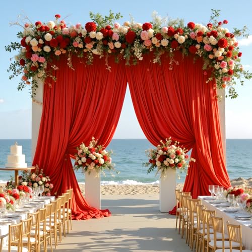 20ft x 10ft Red Wrinkle-Free Backdrop Curtains, Fabric Photo Drapes for Christmas Party Valentine’s Day New Year Patriotic Holidays 4th of July Birthday Photography Background - color: Red, size: 20FTx10FT (W5'xH10', 4 Panels)
