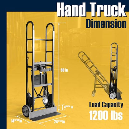 Olympia Tools Steel Appliance Hand Truck & Furniture Dolly, 1200 Lb, Black | Converts 2-Wheel to 4-Wheel, Auto-Recoil Ratchet Strap, Double-Welded Frame, for Fridges & Large Appliances - size: 1200 LB Auto-Recoil Appliance Hand Truck