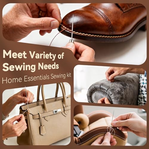 Coquimbo Leather Sewing Kit: 43pcs Needle and Thread Kit with Sewing Awl | Upholstery Repair Kit, Heavy Duty Sewing Tools for Car Seats, Bags, Shoes, Sofa, Tents, Carpets, Leather Crafts, DIY