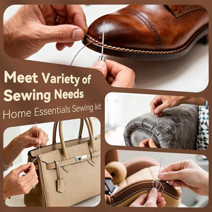 Coquimbo Leather Sewing Kit: 43pcs Needle and Thread Kit with Sewing Awl | Upholstery Repair Kit, Heavy Duty Sewing Tools for Car Seats, Bags, Shoes, Sofa, Tents, Carpets, Leather Crafts, DIY