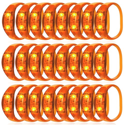 100 Pcs LED Bracelets Sound Activated with Flashing LED Strobe Music Control Light Up Bracelets for Rave, Game Prizes, Birthday Party Favor,Valentine's Day gift - color: Orange