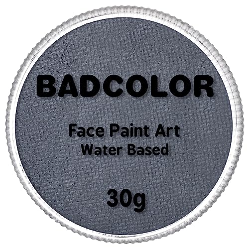 Grey Face Body Paint(30gm), Water Activated Gray Face Painting Kit for Kids & Adults, Non-Toxic SFX Makeup Facepaint for Halloween Grayscale Raven Zombie Costume Cosplay Parties - color: Grey