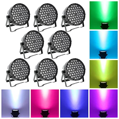 8 Pcs Stage Lights 54LED RGB Lights, 7 Channel DJ Party Lights with DMX Controller Sound Activated Uplights for Events Birthday Bar Dance Decoration - size: 8Pcs 54LED DJ Light