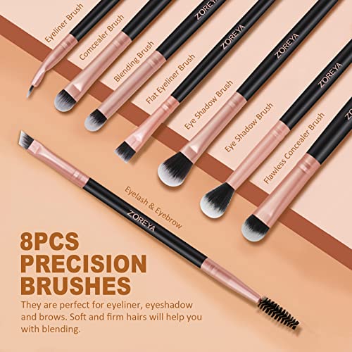 ZOREYA Makeup Brush Set - 15 Pcs Premium Synthetic Foundation Concealers Eye Shadows Make Up Brush,Eyeliner Brushes(RoseGold) - color: RoseGold