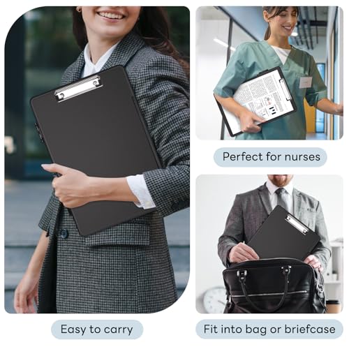 Legal Size 8.5 x 14'' Clipboard with Storage, Black | Size 15 x 10 x 1.2'', Black High Capacity Clip Board for Lawers, Folio & Side-Opening, Office & School Supply