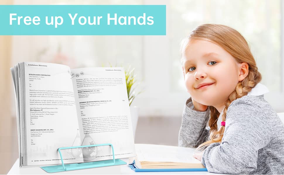 Honagu Metal Desk Book Holder, Hands Free Adjustable Cookbook & Document Holder, Ideal for Music Books, Textbooks, Recipes, Tablets & iPads (Light Lake Green) - color: Light Lake Green