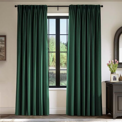 Lazzzy Green Velvet Curtains 84 Inch Long Blackout Pinch Pleated Thermal Room Darkening Drapes Luxury Back Tab Window Treatments for Bedroom Living Room 2 Panels, 52 x 84 Inch, Emerald Green - color: Emerald Green, size: 52"W x 84"L (Pack of 2)