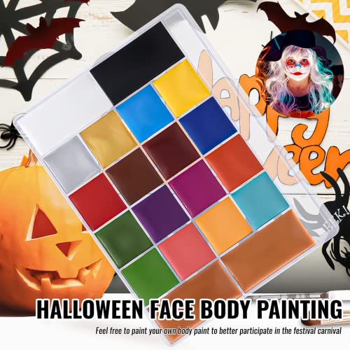 SOVONCARE Oil-Based Face Painting Kit Professional, 20 Colors Face Paint Halloween Makeup Set, Professional Face Painting Kit with 12 Brushes for Cosplay, SFX, Party & Special Effects Makeup - color: #1 Oil based-20 colors