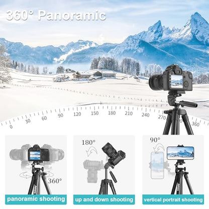 71 Inch Lightweight Tripod for Camera & Phone with Wireless Remote | Comes with phone holder and carry bag,travel-friendly,2-in-1 selfie stick and tripod design,Aluminum portable alloy body
