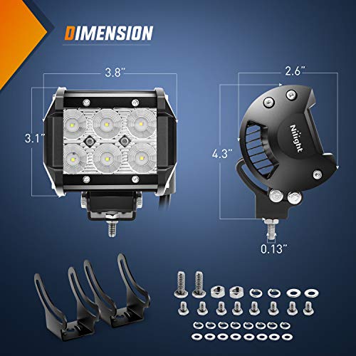 Nilight - ZH004 22Inch 120W Spot Flood Combo Led Light Bar 2PCS 4Inch 18W Flood LED Pods Fog Lights with 16AWG Wiring Harness Kit-2 Leads,2 Years Warranty - color: 120W Light +2Pcs 18W LED Pods +Wiring Harness, size: Light Bar