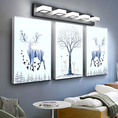 Ralbay LED Modern Black Vanity Lights 5 Lights Acrylic Matte Black Bathroom Vanity Lights Over Mirror - color: Black-White light, size: 34 inch
