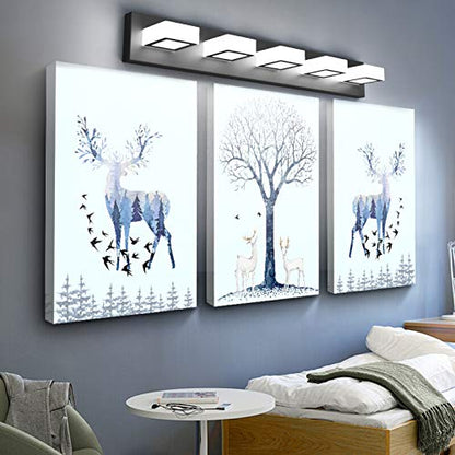 Ralbay LED Modern Black Vanity Lights 5 Lights Acrylic Matte Black Bathroom Vanity Lights Over Mirror - color: Black-White light, size: 34 inch