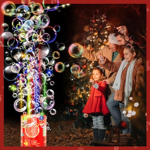 Bubble Machine (4PCS, 20 Holes) with LED Lights, Automatic Bubble Blower Toys, Portable Bubbles Maker for Wedding Christmas Chinese New Years Party Decorations, Kids Birthday Gifts, Balloons Banner | Automatic Bubble Blower Toys, Bubbles Maker for Wedding