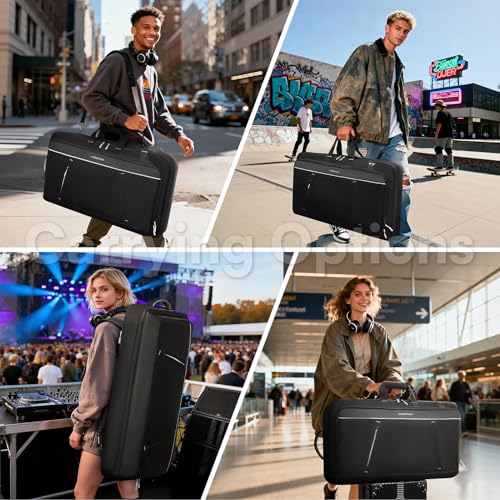 AUROTIER DJ Controller Bag for DDJ FLX10/DDJ REV5/DDJ GRV6/DDJ FLX6/DDJ 1000/DDJ 800, Padded DJ Backpack with Multi-pocket for 17 Inch Laptop, DJ Carrying Mixer Case for DJ Equipment, Grey - color: Grey