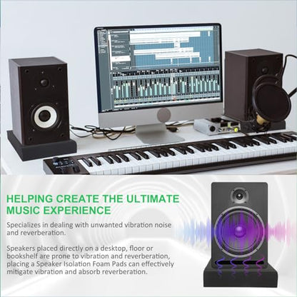 JBER 2 Pack Acoustic Isolation Pads, Studio Monitor Speaker Isolation Pads | Ideal for 3-4.5 Inch Speakers, High Density, for Sound Improvement Prevent Vibrations, Superior Isolation, 8" × 6.3" × 1.4" - size: SMALL for 3"-4.5" MONITOR