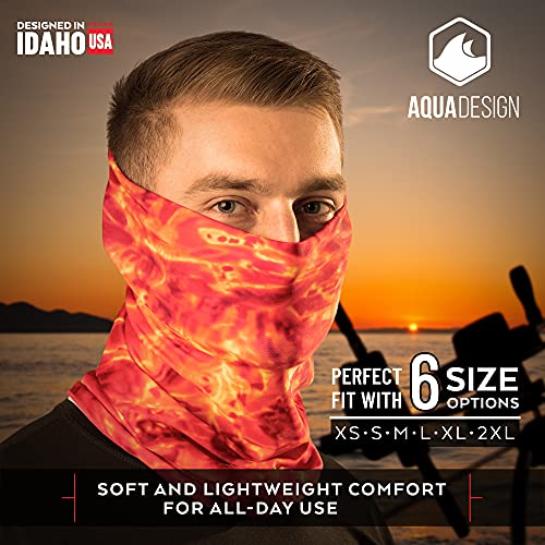 Aqua Design Fishing Hunting Masks Neck Gaiter: Men and Youth UPF 50+ Sun Mask Protection: Camo Face Cover Balaclava Bandana - color: Royal Ripple, size: Medium