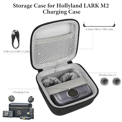 Geekria for Creators Microphone Carrying Case Compatible with Hollyland Lark M2, LarkA1, Maono WaveT5, Rode Wireless Micro Charging Case, Mic Hard Shell Travel Bag with Cable Storage (Black)