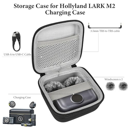 Geekria for Creators Microphone Carrying Case Compatible with Hollyland Lark M2, LarkA1, Maono WaveT5, Rode Wireless Micro Charging Case, Mic Hard Shell Travel Bag with Cable Storage (Black)